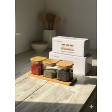 Online Kapında Bambu Kare Kapak Vakumlu Baharatlık Çok Amaçlı Kavanoz 3 Lü Set