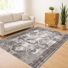 Gri Tonlarda Yoğun Klasik Desenli Salon Halısı Toz Tutmaz Kaymaz Tabanlı Güçlü Stil - FNL-351