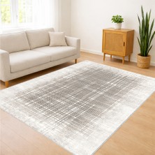 Açık Gri Tonlarda Minimal Dokulu Salon Halısı Yıkanabilir Antialerjik Kaymaz Tabanlı - FNL-306