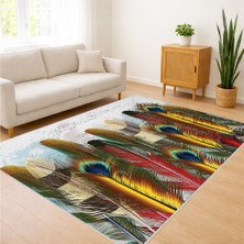 Renkli Sanatsal Desenli Salon Halısı Antialerjik Kaymaz Tabanlı Özgün Dekorasyon - SM-239