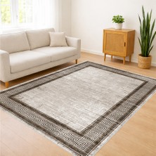 Bej ve Gri Tonlarda Klasik Bordürlü Salon Halısı Antialerjik Kaymaz Tabanlı - SM-510