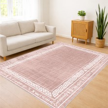 Açık Pembe Tonlarda Sade Dokulu Salon Halısı Yıkanabilir Toz Tutmaz Kaymaz Tabanlı - SM-282