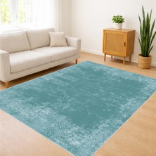 Turkuaz Tonlarda Düz Dokulu Salon Halısı Yıkanabilir Toz Tutmaz Kaymaz Tabanlı Ferah Dekorasyon - SM-301