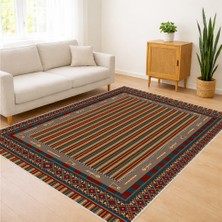 Kahverengi ve Turuncu Tonlarda Klasik Desenli Salon Halısı Yıkanabilir Kaymaz Tabanlı - SM-639