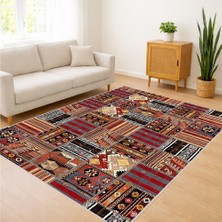 Renkli Patchwork Desenli Salon Halısı Yıkanabilir Antialerjik Kaymaz Tabanlı Enerjik Dekorasyon - RVG1092