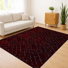 Koyu Bordo Zeminli Klasik Desenli Salon Halısı Yıkanabilir Antialerjik Kaymaz Tabanlı - FNL-321