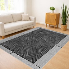 Koyu Gri Tonlarda Dalga Dokulu Modern Salon Halısı Antialerjik Kaymaz Tabanlı - SM-401