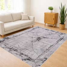 Gri Zeminli Mermer Efektli Salon Halısı Antialerjik Kaymaz Tabanlı Modern Dokunuş - SM-178