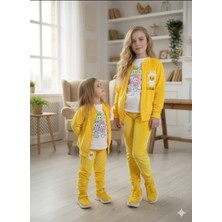 Velina Group Kız Çocuk Alt - Üst Takım 3 Parça Kadife Eşofman Takımı – Labubu Detaylı 💖