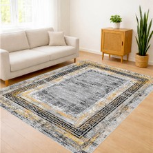 Bej ve Sarı Tonlarda Çerçeveli Klasik Salon Halısı Toz Tutmaz Kaymaz Tabanlı Sıcak Stil - FNL-459