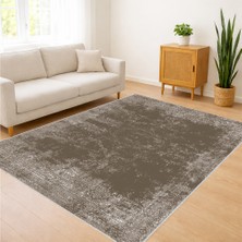 Kahverengi Tonlarda Sade Dokulu Salon Halısı Yıkanabilir Toz Tutmaz Kaymaz Tabanlı - SM-249