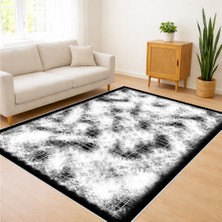 Siyah Zeminli Bulut Efektli Salon Halısı Antialerjik Kaymaz Tabanlı Modern Görünüm - SM-267