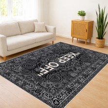 Siyah Zeminli Yoğun Dokulu Modern Salon Halısı Antialerjik Kaymaz Tabanlı Güçlü Görünüm - SM-330