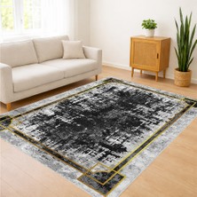 Gri Tonlarda Eskitme Dokulu Salon Halısı Yıkanabilir Toz Tutmaz Kaymaz Tabanlı - SM-173