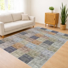 Renkli Taş Desenli Modern Salon Halısı Antialerjik Kaymaz Tabanlı Enerjik Görünüm - SM-549