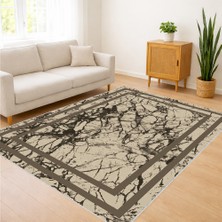 Bej ve Kahverengi Tonlarda Eskitme Desenli Salon Halısı Yıkanabilir Toz Tutmaz Kaymaz Tabanlı - SM-163