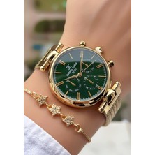 Daniel Klein Orijinal Çelik Hasır Kordon Kadın Kol Saati 3 Atm Su Geçirmezlik Gold Yeşil Renk Bileklik Hediyeli DK584C8