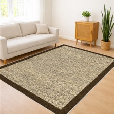 Bej Zeminli Klasik Dokulu Salon Halısı Antialerjik Kaymaz Tabanlı Doğal Görünüm - SM-336