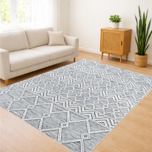 Açık Gri Tonlarda Klasik Desenli Salon Halısı Yıkanabilir Toz Tutmaz Kaymaz Tabanlı - SM-313