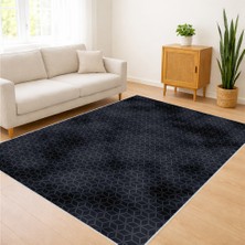 Lacivert Tonlarda Düz Dokulu Salon Halısı Toz Tutmaz Kaymaz Tabanlı Modern ve Sade Kullanım - FNL-367