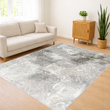 Açık Gri ve Beyaz Geçişli Salon Halısı Yıkanabilir Antialerjik Kaymaz Tabanlı - FNL-377