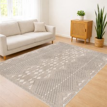 Bej ve Açık Gri Tonlarda Nokta Desenli Salon Halısı Yıkanabilir Kaymaz Tabanlı Ferah Alanlar Için - FNL-336