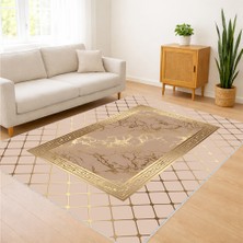 Bej Tonlarda Baklava Desenli Salon Halısı Antialerjik Kaymaz Tabanlı Sade Şıklık - FNL-250