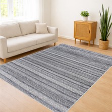 Gri Tonlarda Çizgili Modern Salon Halısı Antialerjik Kaymaz Tabanlı - SM-283
