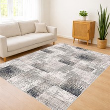 Gri Tonlarda Patchwork Desenli Salon Halısı Yıkanabilir Toz Tutmaz Kaymaz Tabanlı - FNL-301