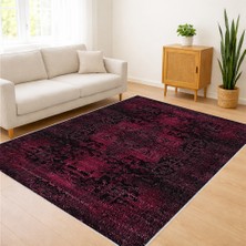 Bordo Tonlarda Eskitme Desenli Salon Halısı Yıkanabilir Toz Tutmaz Kaymaz Tabanlı - SM-315