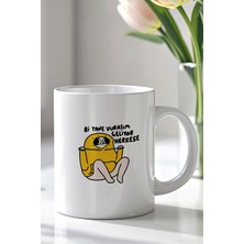 YasBey Design Mizahi Yazılı 330ML Baskılı Beyaz Seramik Kupa Bardak