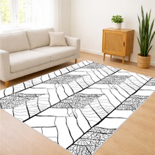 Siyah Çizgili Modern Desenli Salon Halısı Yıkanabilir Kaymaz Tabanlı Toz ve Leke Tutmaz Çağdaş Yaşam Alanları Için - FNL-328