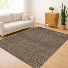 Kahverengi Tonlarda Doğal Dokulu Salon Halısı Yıkanabilir Kaymaz Tabanlı Sıcak Dekorasyon - SM-377