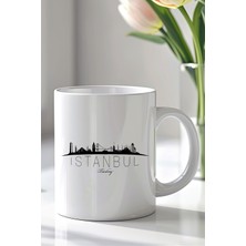 YasBey Design Istanbul Temalı 330ML Baskılı Beyaz Seramik Kupa Bardak