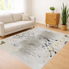 Açık Krem Zeminli Benekli Modern Salon Halısı Yıkanabilir Toz Tutmaz Kaymaz Tabanlı - FNL-364