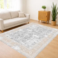 Açık Krem Tonlarda Klasik Desenli Salon Halısı Toz Tutmaz Kaymaz Tabanlı Ferah Görünüm - FNL-425