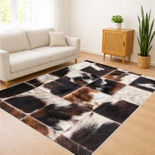 Siyah ve Beyaz Post Görünümlü Salon Halısı Yıkanabilir Toz Tutmaz Kaymaz Tabanlı - SM-323