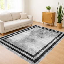 Açık Gri Tonlarda Çerçeveli Klasik Salon Halısı Antialerjik Kaymaz Tabanlı - SM-452