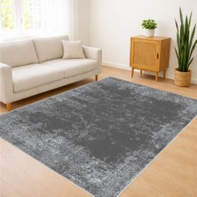Koyu Gri Tonlarda Eskitme Dokulu Salon Halısı Yıkanabilir Toz Tutmaz Kaymaz Tabanlı - SM-293