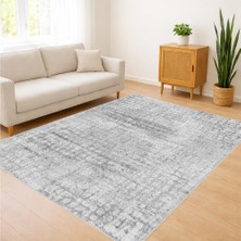 Gri Zeminli Soft Dokulu Modern Salon Halısı Yıkanabilir Toz Tutmaz Kaymaz Tabanlı - SM-154