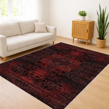 Koyu Kırmızı Tonlarda Klasik Desenli Salon Halısı Antialerjik Kaymaz Tabanlı Sıcak Stil - SM-316