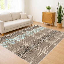 Bej ve Gri Tonlarda Eskitme Dokulu Salon Halısı Yıkanabilir Toz Tutmaz Kaymaz Tabanlı - SM-278