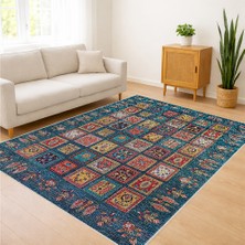 Renkli Etnik Desenli Salon Halısı Yıkanabilir Kaymaz Tabanlı Toz ve Leke Tutmaz Sıcak Dekorasyon Için - SM-291
