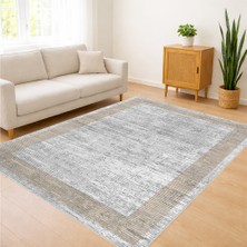 Açık Gri Zeminli Soft Dokulu Salon Halısı Antialerjik Kaymaz Tabanlı Sade ve Huzurlu Görünüm - FNL-337