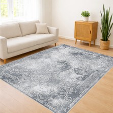 Gri Zeminli Yumuşak Dokulu Modern Salon Halısı Antialerjik Kaymaz Tabanlı Sade Dekorasyon - FNL-450
