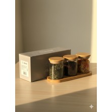 Online Kapında Bambu Kapaklı Cam Baharatlık Seti 3’lü – Standlı