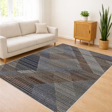 Gri Tonlarda Geometrik Desenli Salon Halısı Yıkanabilir Antialerjik Kaymaz Tabanlı - FNL-204