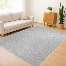 Açık Gri Spiral Desenli Salon Halısı Yıkanabilir Antialerjik Kaymaz Tabanlı - FNL-319