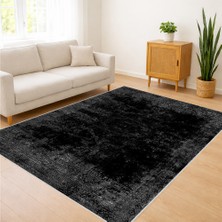 Siyah Zeminli Düz Dokulu Salon Halısı Antialerjik Kaymaz Tabanlı Sade ve Modern Kullanım - SM-231