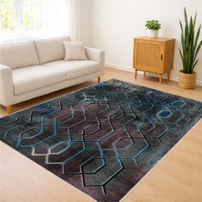 Koyu Tonlarda Soyut Desenli Modern Salon Halısı Antialerjik Kaymaz Tabanlı Çağdaş Stil - SM-237